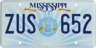 MS license plate ZUS652