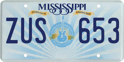 MS license plate ZUS653