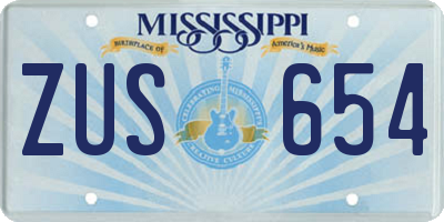 MS license plate ZUS654