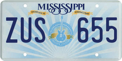 MS license plate ZUS655