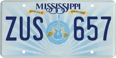 MS license plate ZUS657