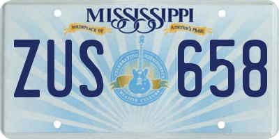 MS license plate ZUS658