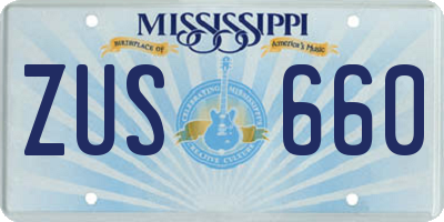 MS license plate ZUS660