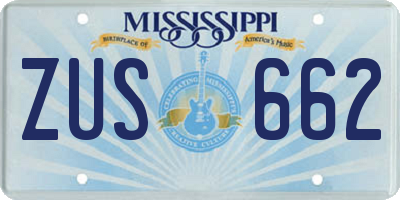 MS license plate ZUS662