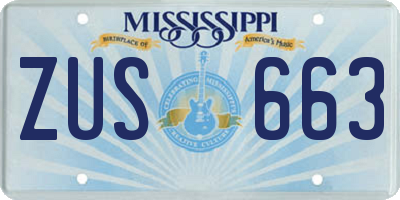MS license plate ZUS663