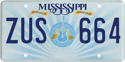 MS license plate ZUS664