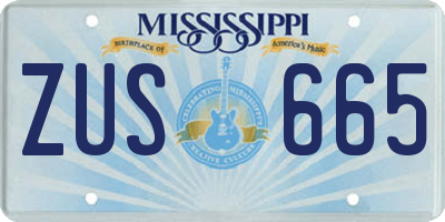 MS license plate ZUS665