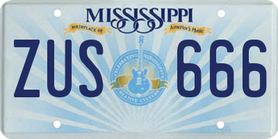 MS license plate ZUS666