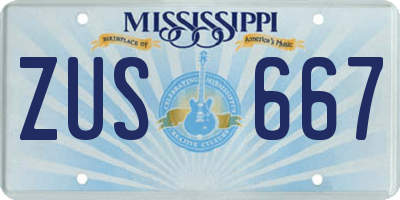 MS license plate ZUS667