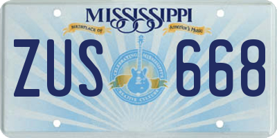 MS license plate ZUS668