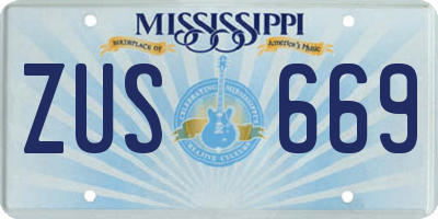 MS license plate ZUS669
