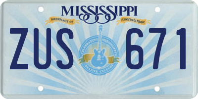MS license plate ZUS671