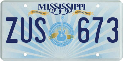 MS license plate ZUS673