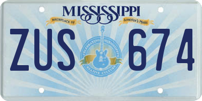 MS license plate ZUS674
