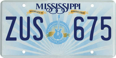 MS license plate ZUS675