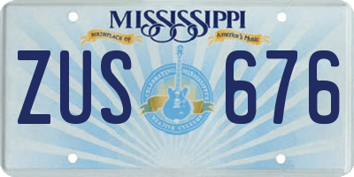 MS license plate ZUS676