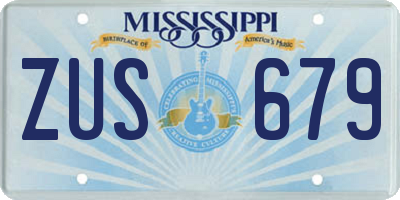 MS license plate ZUS679