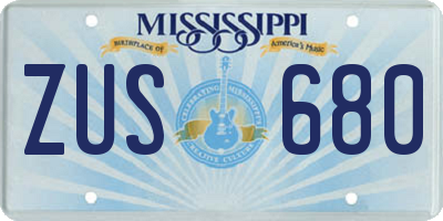 MS license plate ZUS680