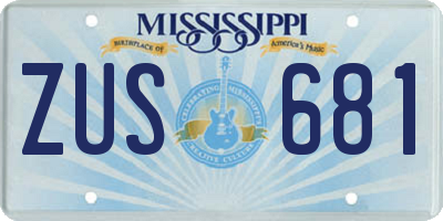 MS license plate ZUS681