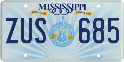 MS license plate ZUS685