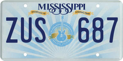 MS license plate ZUS687