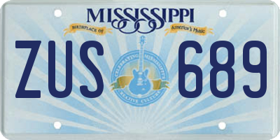 MS license plate ZUS689