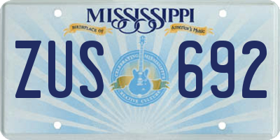 MS license plate ZUS692