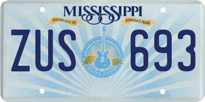 MS license plate ZUS693