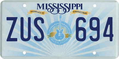 MS license plate ZUS694