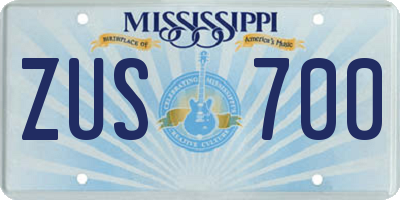 MS license plate ZUS700
