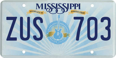 MS license plate ZUS703