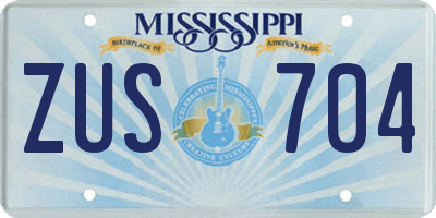 MS license plate ZUS704