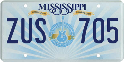 MS license plate ZUS705