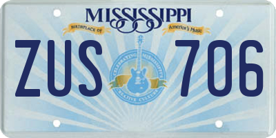 MS license plate ZUS706