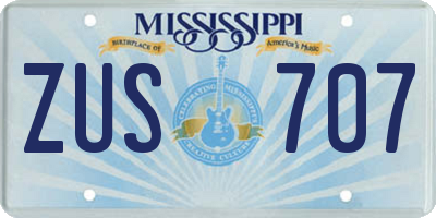 MS license plate ZUS707