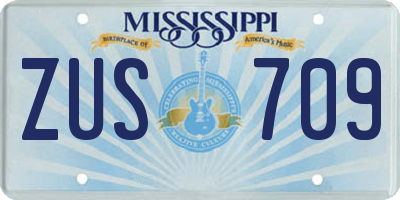 MS license plate ZUS709
