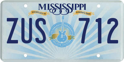MS license plate ZUS712