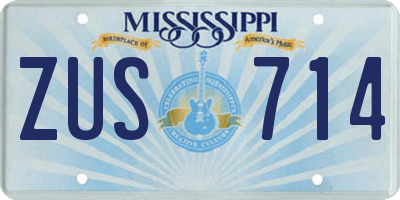 MS license plate ZUS714