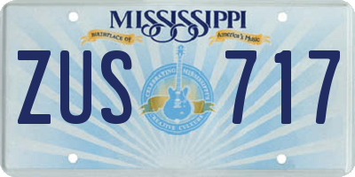 MS license plate ZUS717