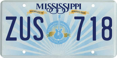 MS license plate ZUS718