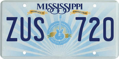 MS license plate ZUS720