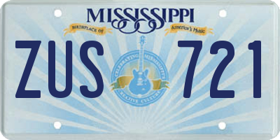 MS license plate ZUS721