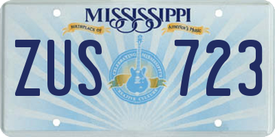 MS license plate ZUS723