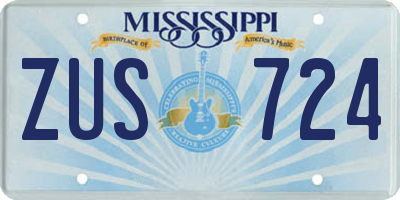 MS license plate ZUS724