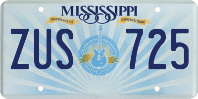MS license plate ZUS725