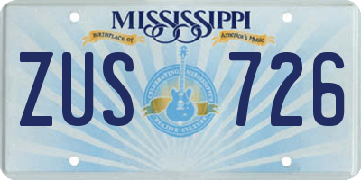 MS license plate ZUS726