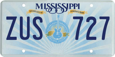 MS license plate ZUS727