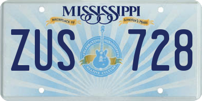 MS license plate ZUS728