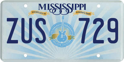 MS license plate ZUS729