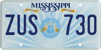 MS license plate ZUS730